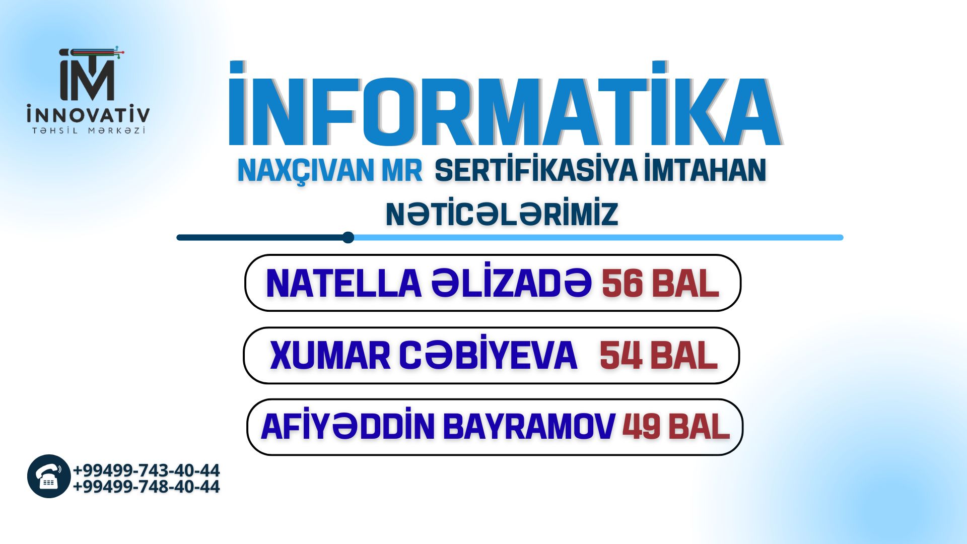 Naxçıvan MR - 02.05.2026 tarixli İnformatika Sertifikasiya üzrə imtahan nəticələrimiz!