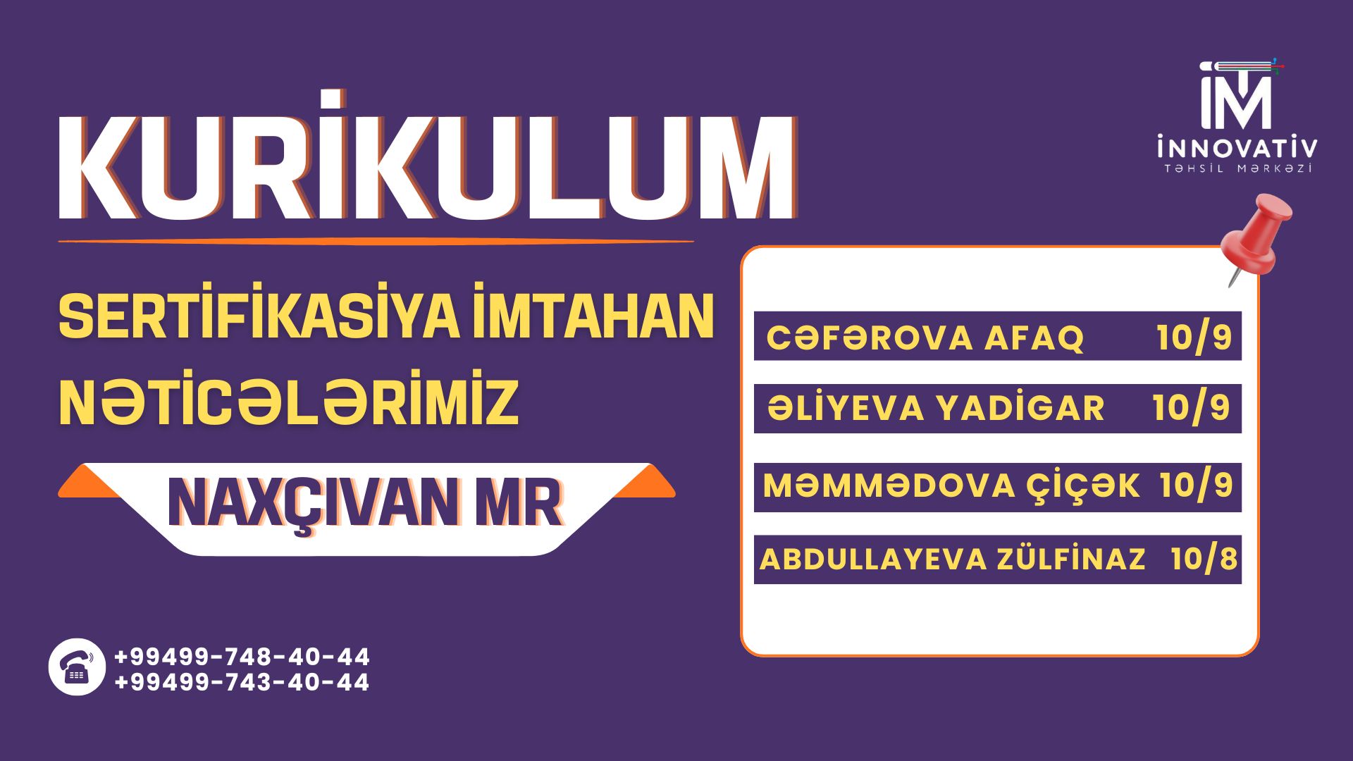 Naxçıvan MR - 2026 Sertifikasiya Kurikulum  üzrə imtahan nəticələrimiz!