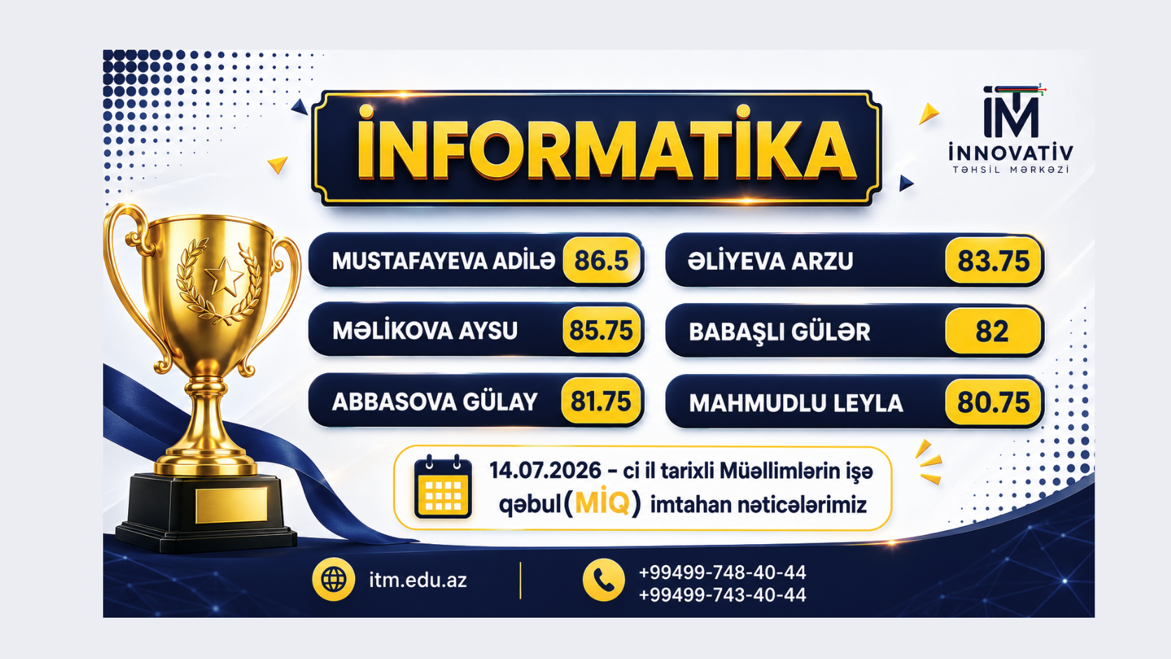 MİQ 2026 İNFORMATİKA FƏNNİ ÜZRƏ YÜKSƏK NƏTİCƏLƏRİMİZ!
